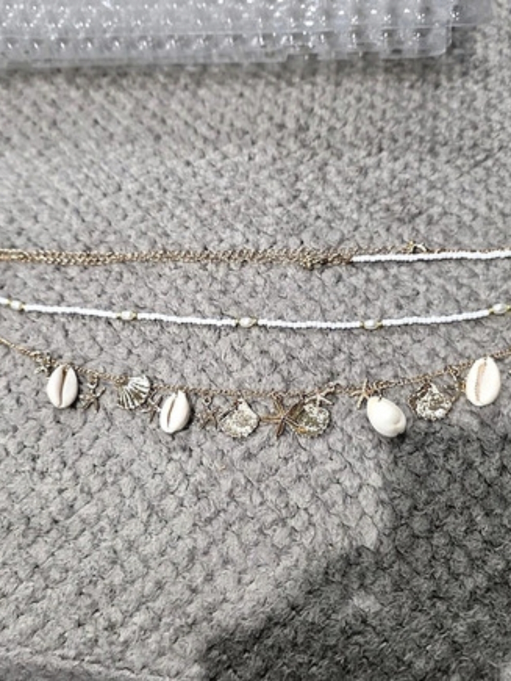 Layered Seashell Belly Chain in White & Gold Brand New